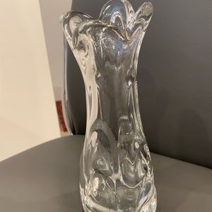 Spode Clear Crystal Glass Vase 8 1/2” H and 3” W at Opening 2 3/4” Ruffled Edges